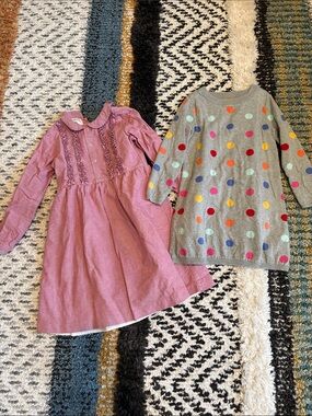 Girls' Red Long-Sleeve Olive and Juice Dress & GAP Gray Polka Dot Sweater Set